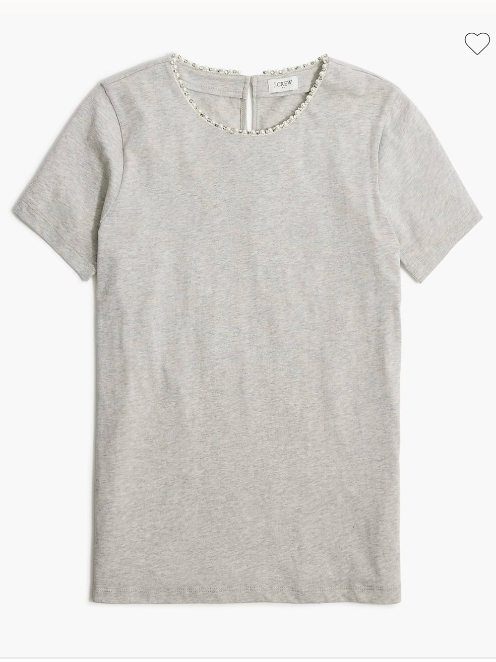 J. Crew Pearl and Crystal Neckline - Gray Short Sleeve Preppy Top Medium